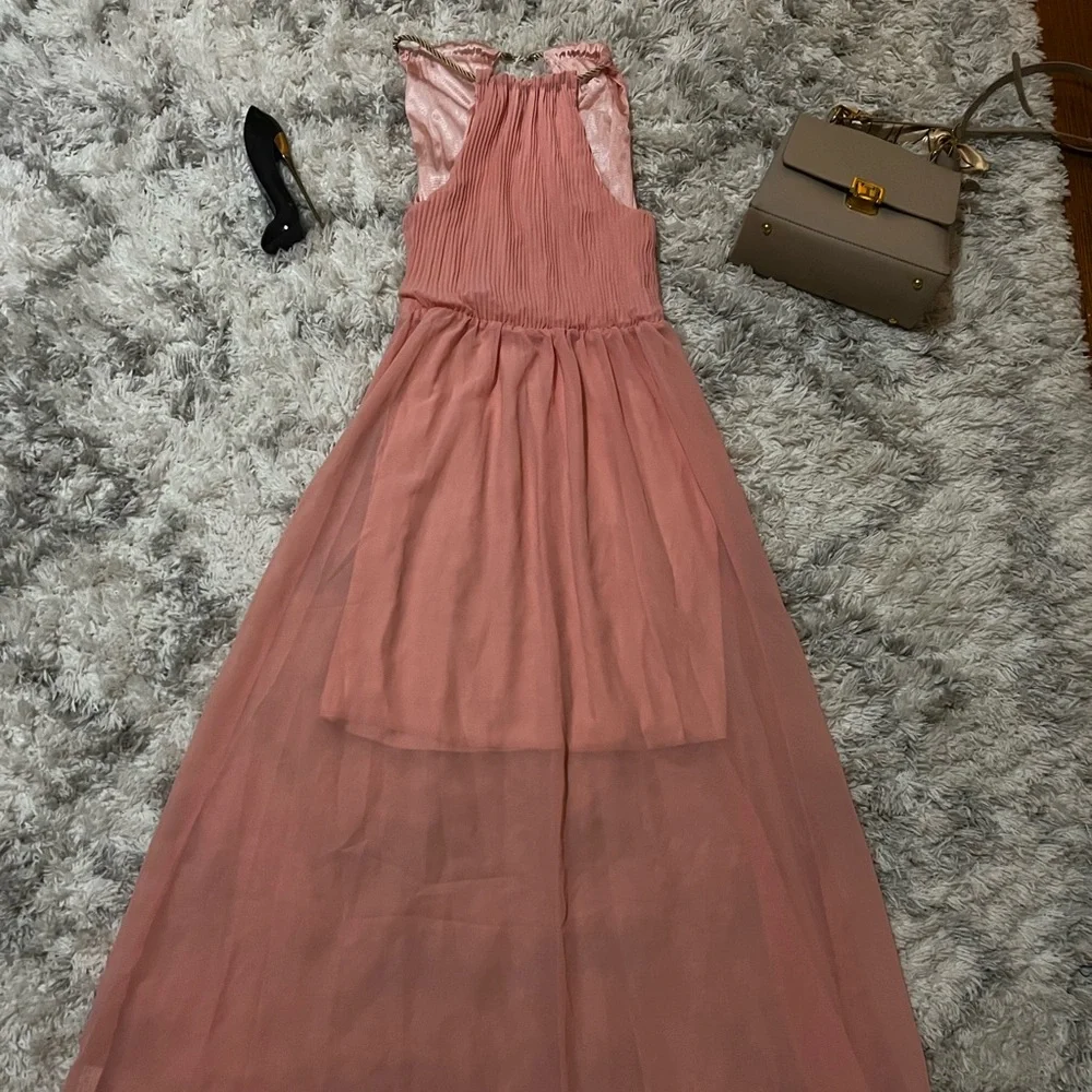 Chiffon rose gold long dress - Picture 1 of 6